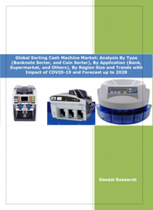 世界のソーティングキャッシュマシン市場 - タイプ（紙幣選別機、硬貨選別機）、用途（銀行、スーパーマーケット、その他）、地域別分析、市場規模と動向 – 2029年までの予測