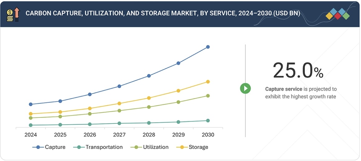 二酸化炭素回収・有効利用・貯留（CCUS）市場規模、セグメント分析、2030年までの世界予測 - by service