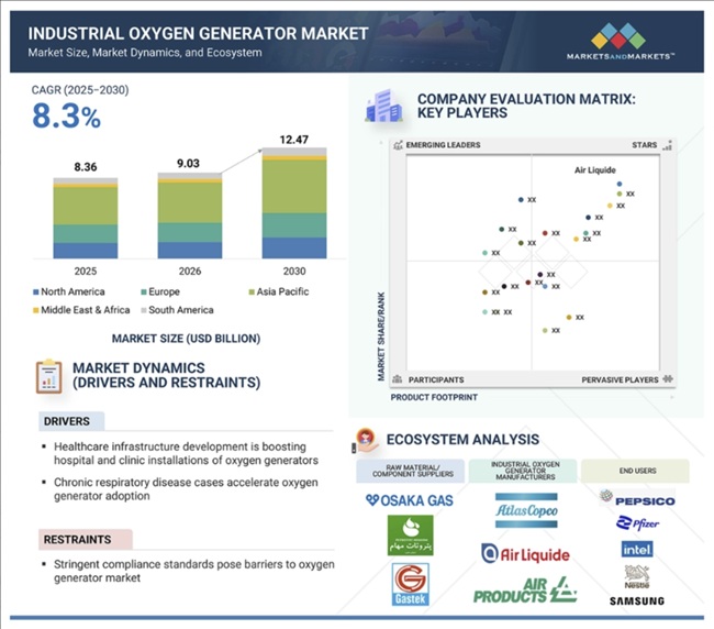 産業用酸素発生器市場規模、セグメント分析、2030年までの世界予測