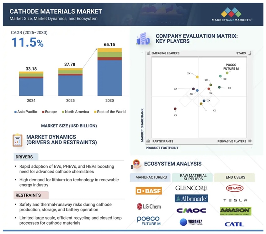 正極材料市場規模、シェア、動向、2030年までの世界予測