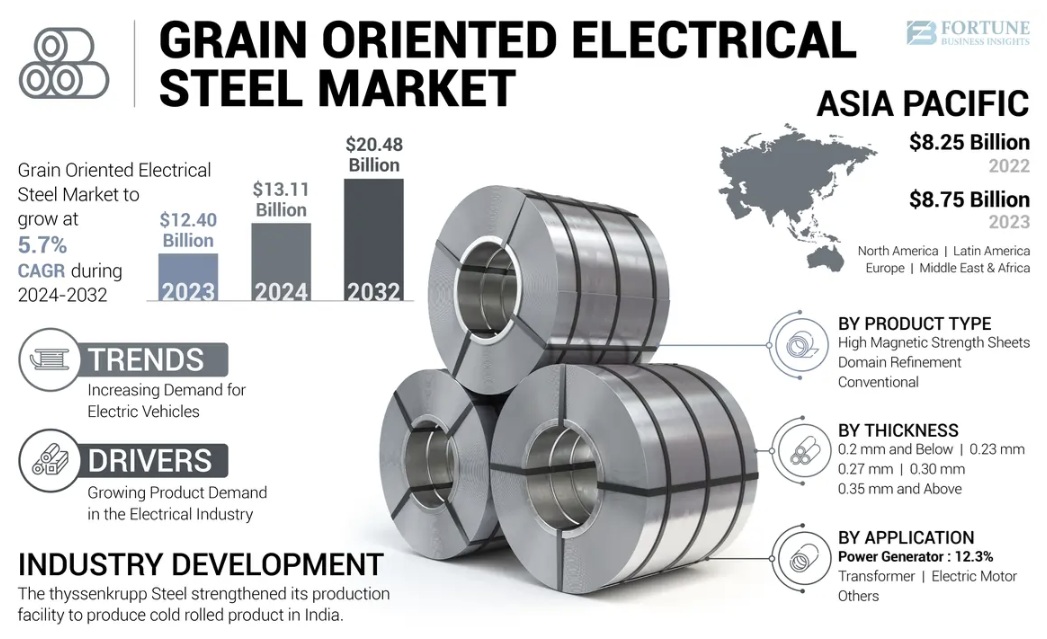 方向性電磁鋼板市場の規模、シェア、成長分析 : 2024-2032年までの予測