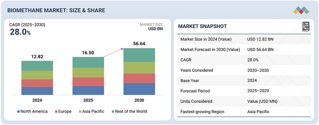 バイオメタン市場規模、シェア、動向、2030年までの世界予測