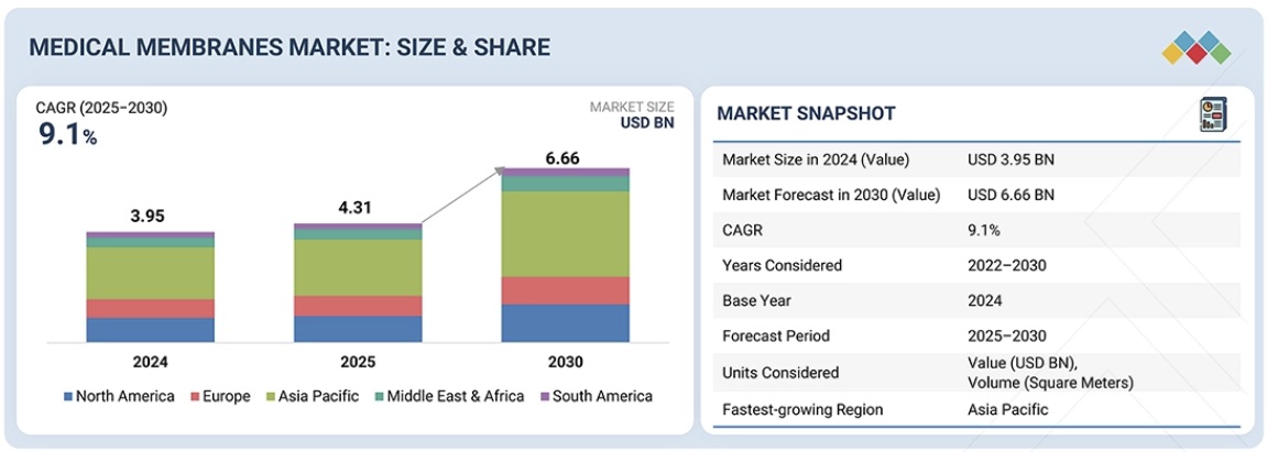 医療用メンブレン市場規模、シェア、動向、2030年までの世界予測