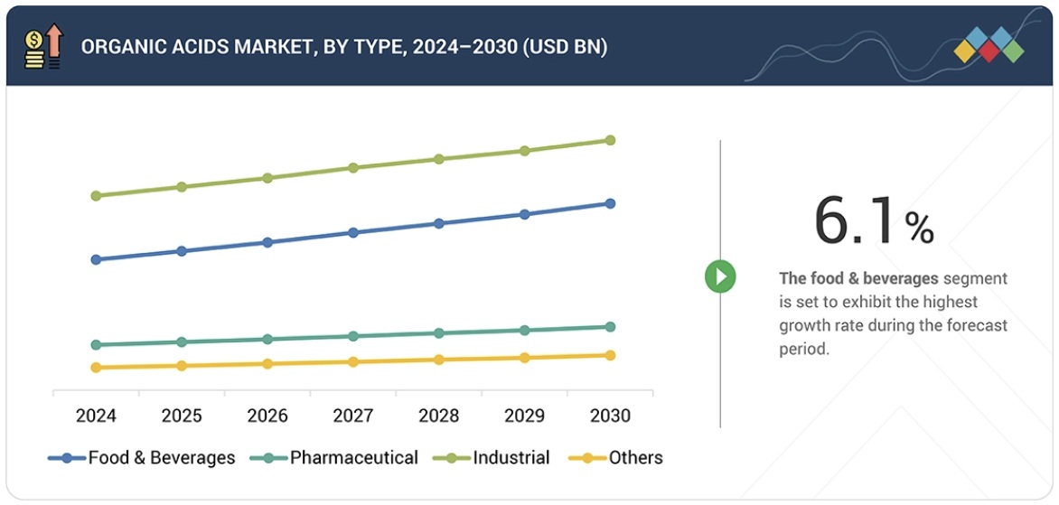 有機酸市場規模、シェア、動向、2030年までの世界予測-by-type