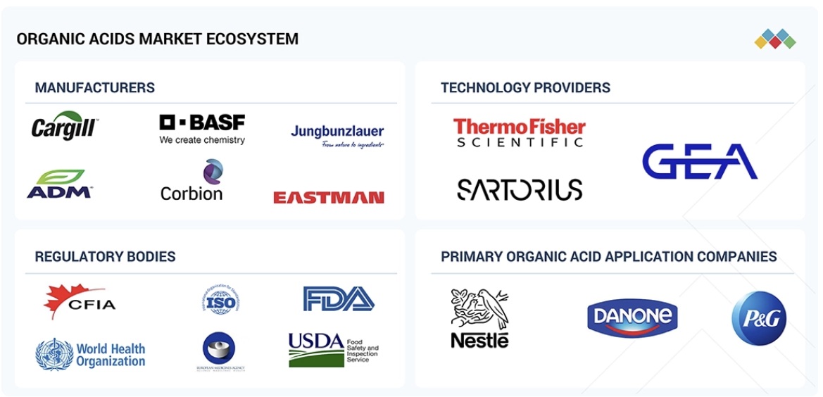有機酸市場規模、シェア、動向、2030年までの世界予測 - 対象企業