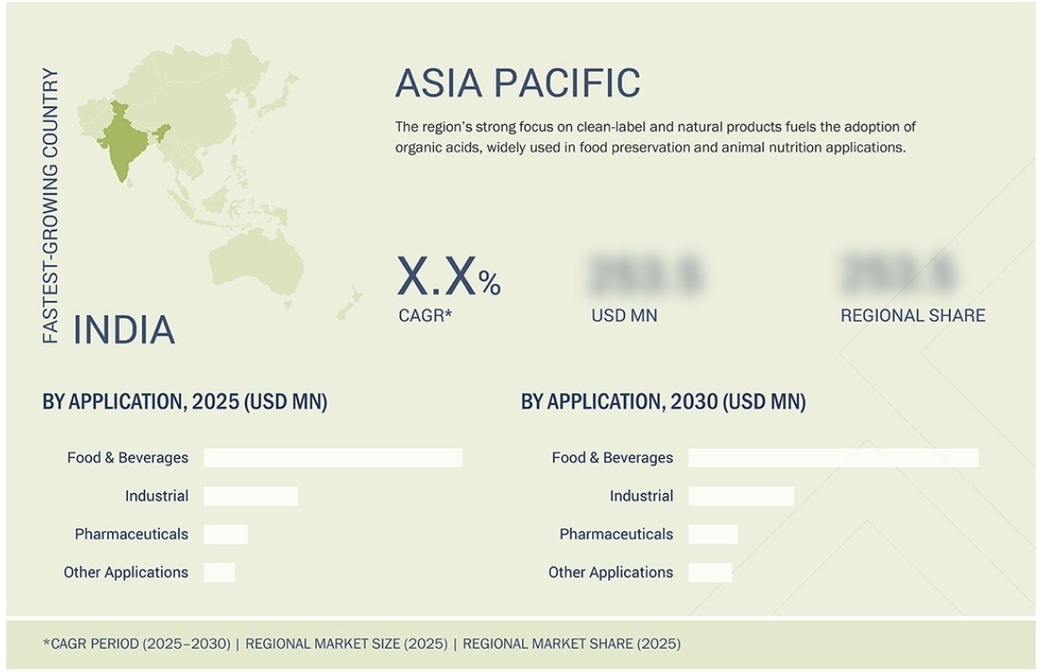 有機酸市場規模、シェア、動向、2030年までの世界予測 - 地域
