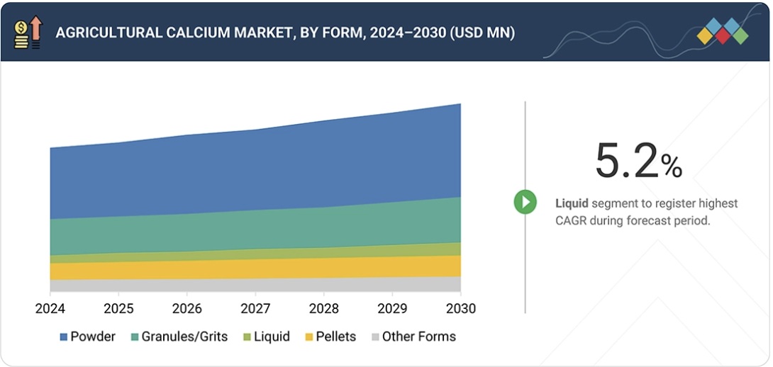 農業用カルシウム市場規模、シェア、動向、2030年までの世界予測 by form