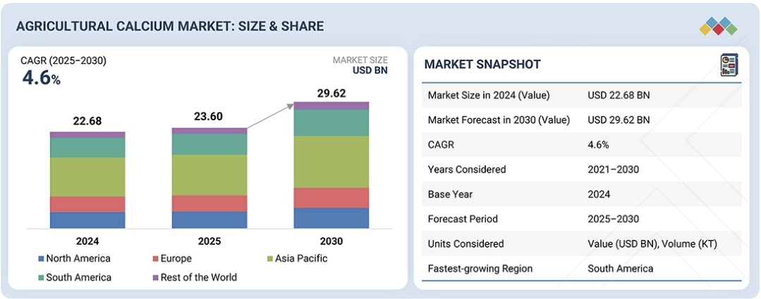 農業用カルシウム市場規模、シェア、動向、2030年までの世界予測