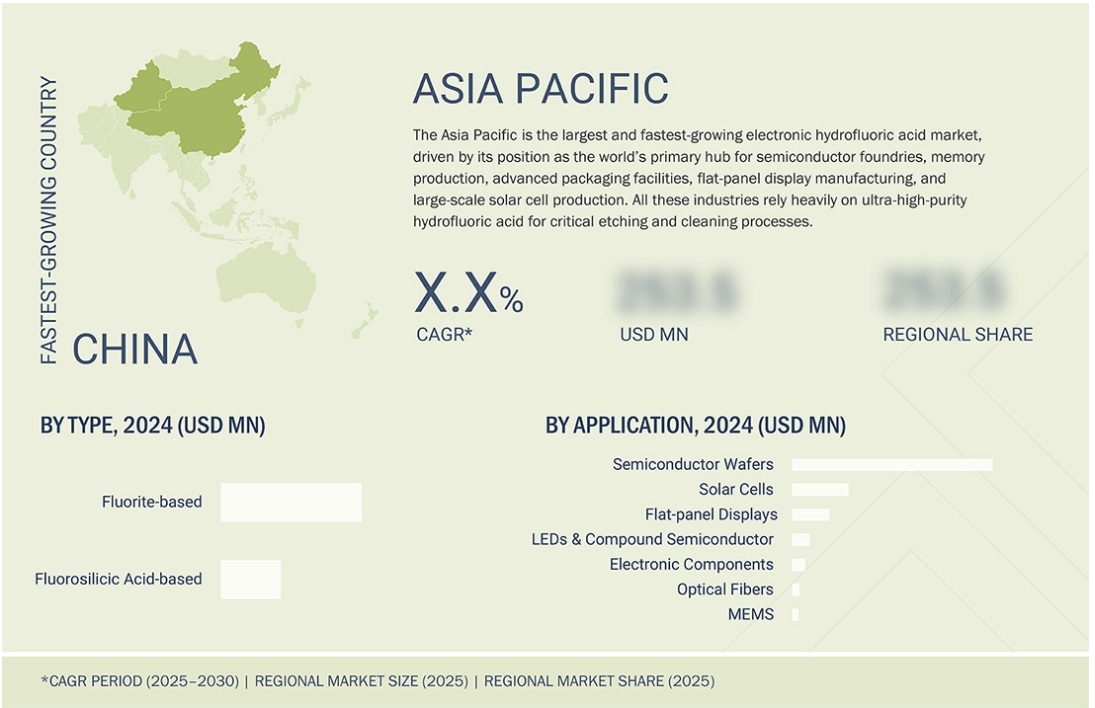 電子フッ化水素酸市場規模、シェア、動向、2030年までの世界予測 - 地域